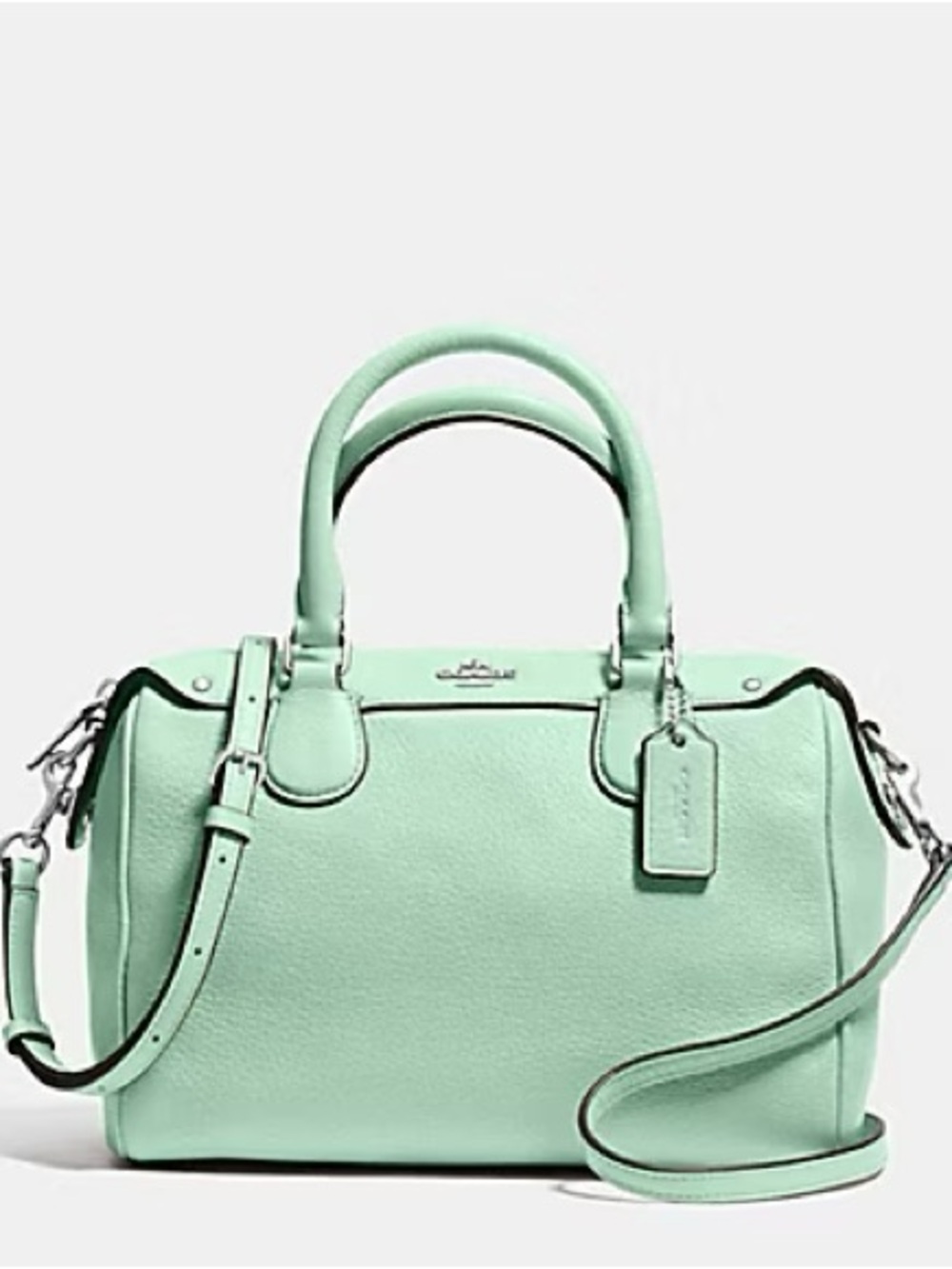 Coach Seafoam Green Leather Rowan Satchel with Removable Strap